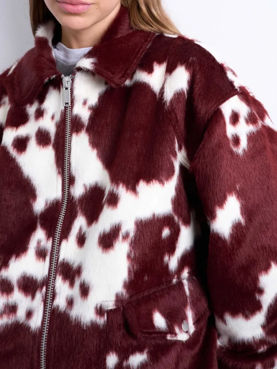 Cow Print Dropped Shoulder Jacket