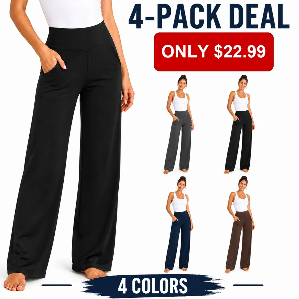 Women's High-Waist Wide-Leg Yoga Pants With Pockets