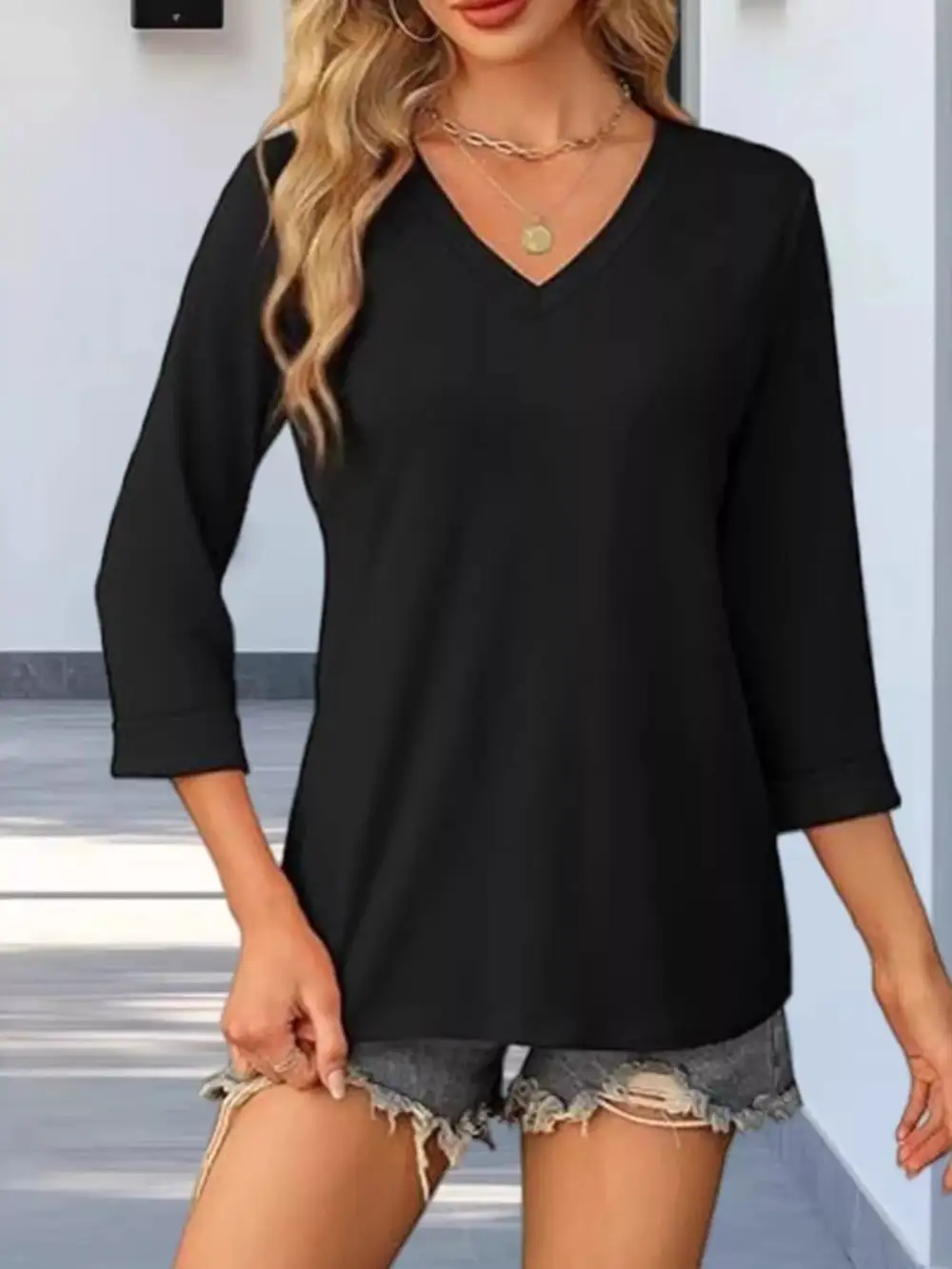 V Neck Sleeve T Shirt