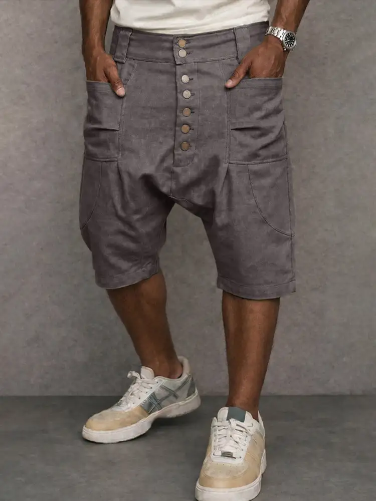 Men's Casual Cotton Drop Crotch Harem Shorts