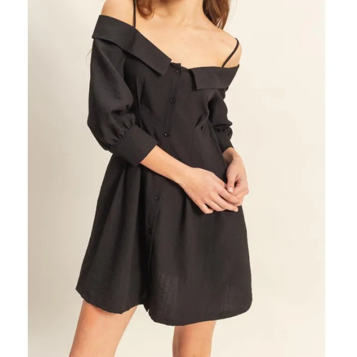 Button Down Spaghetti Strap Mini Dress with Pockets