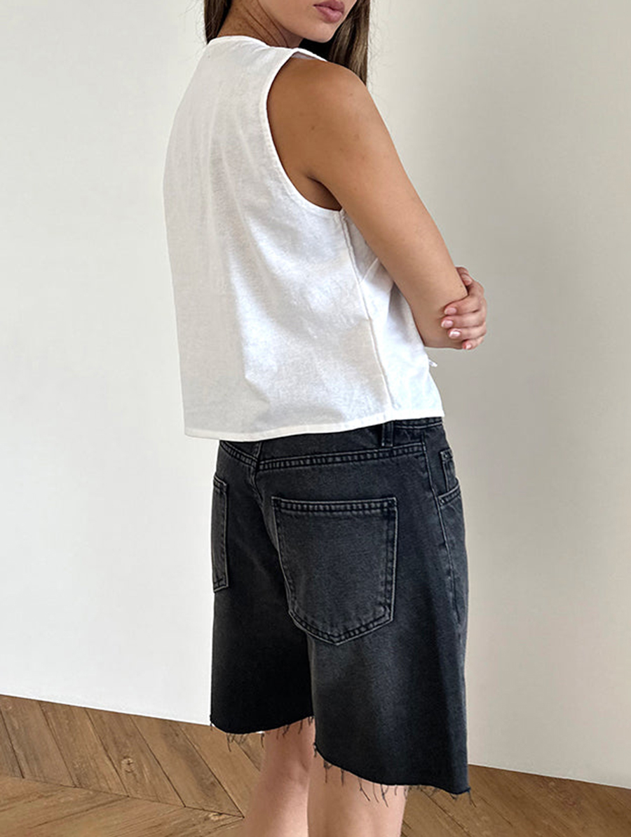 Off White Tie Front Top