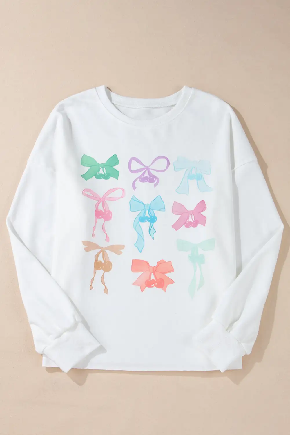 Relaxed Bow Accent Drop Shoulder Sweatshirt