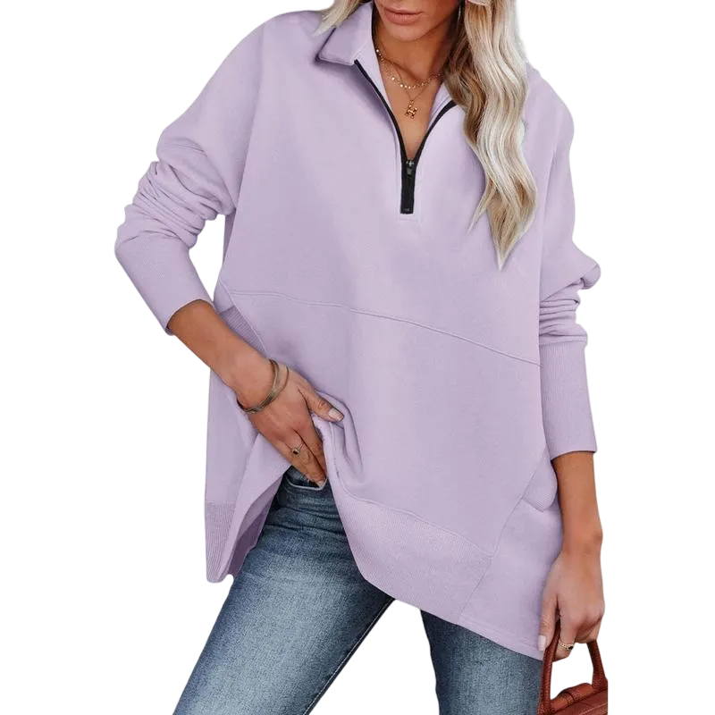 Women's Casual Oversized Half Zip Sweatshirts Long Sleeve
