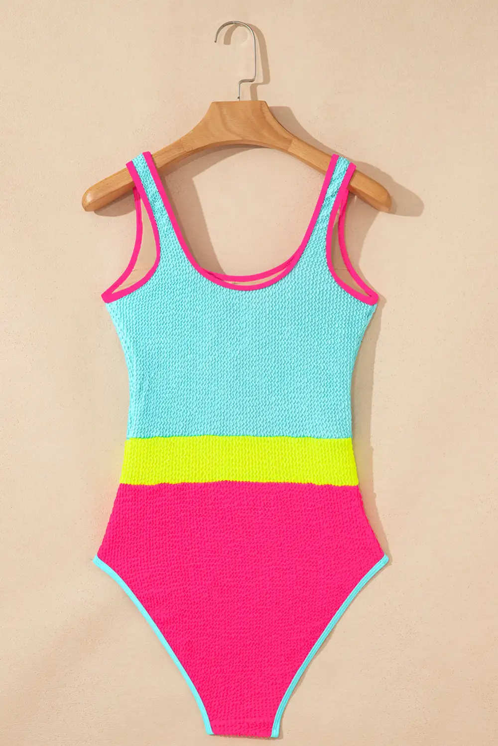 Iceland Textured Blocked Pattern One Piece Swimsuit