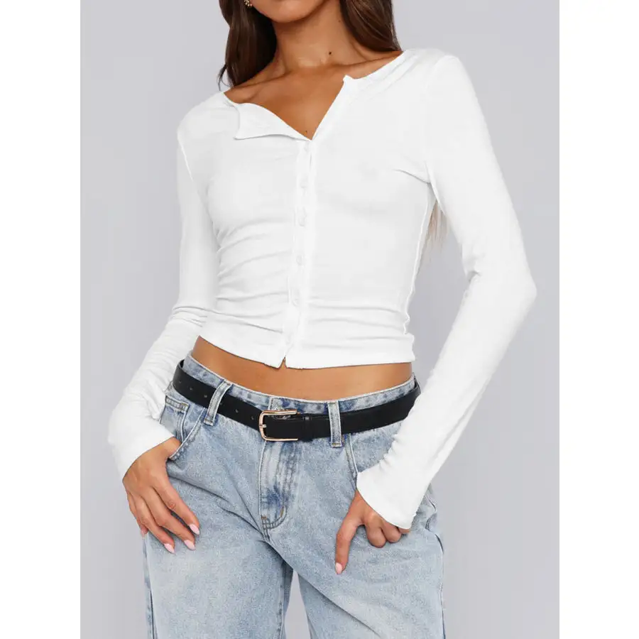 Button Down Long Sleeve Top