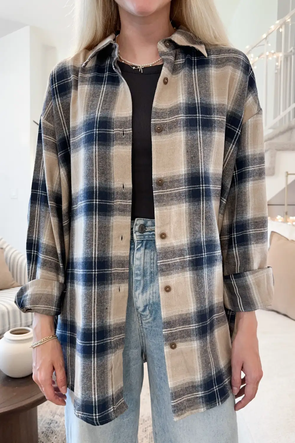 Plaid Button Front Button Down Shirt