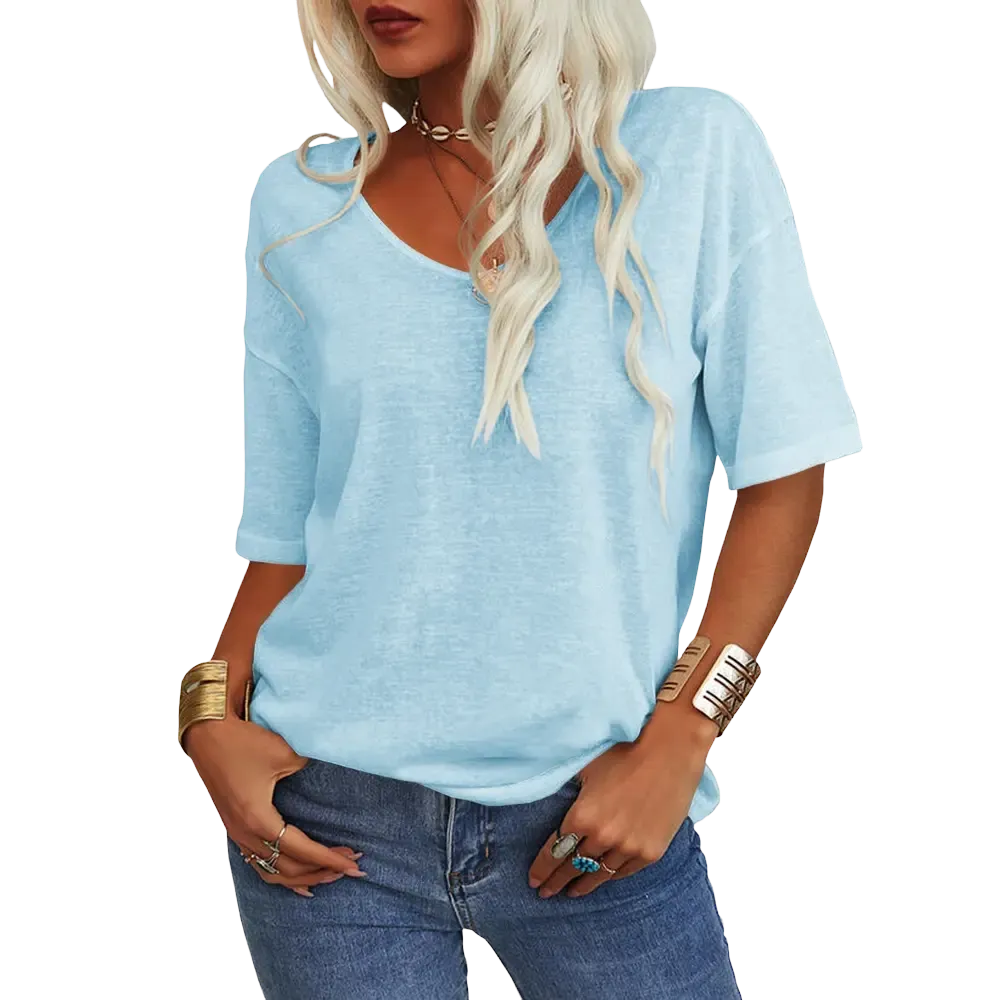 Women's Soft V-Neck Short-Sleeve T-Shirt-🔥8-Pack- Only $24