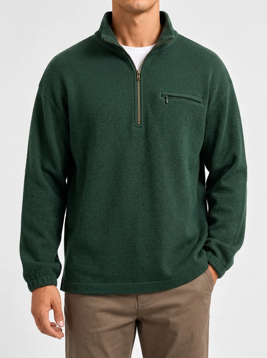 Off-Duty Fleece Texture Half-Zip Pullover