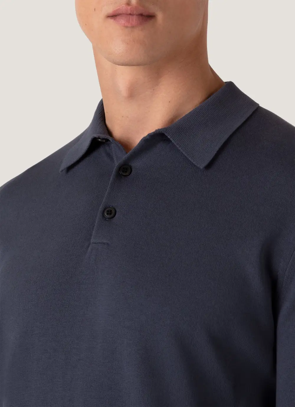Streamlined Everyday Slim Fit Sea Island Cotton Knit Long Sleeve Polo Shirt