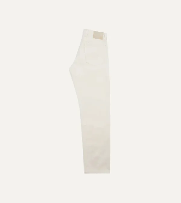 Ecru Colored Straight Leg Denim Pants