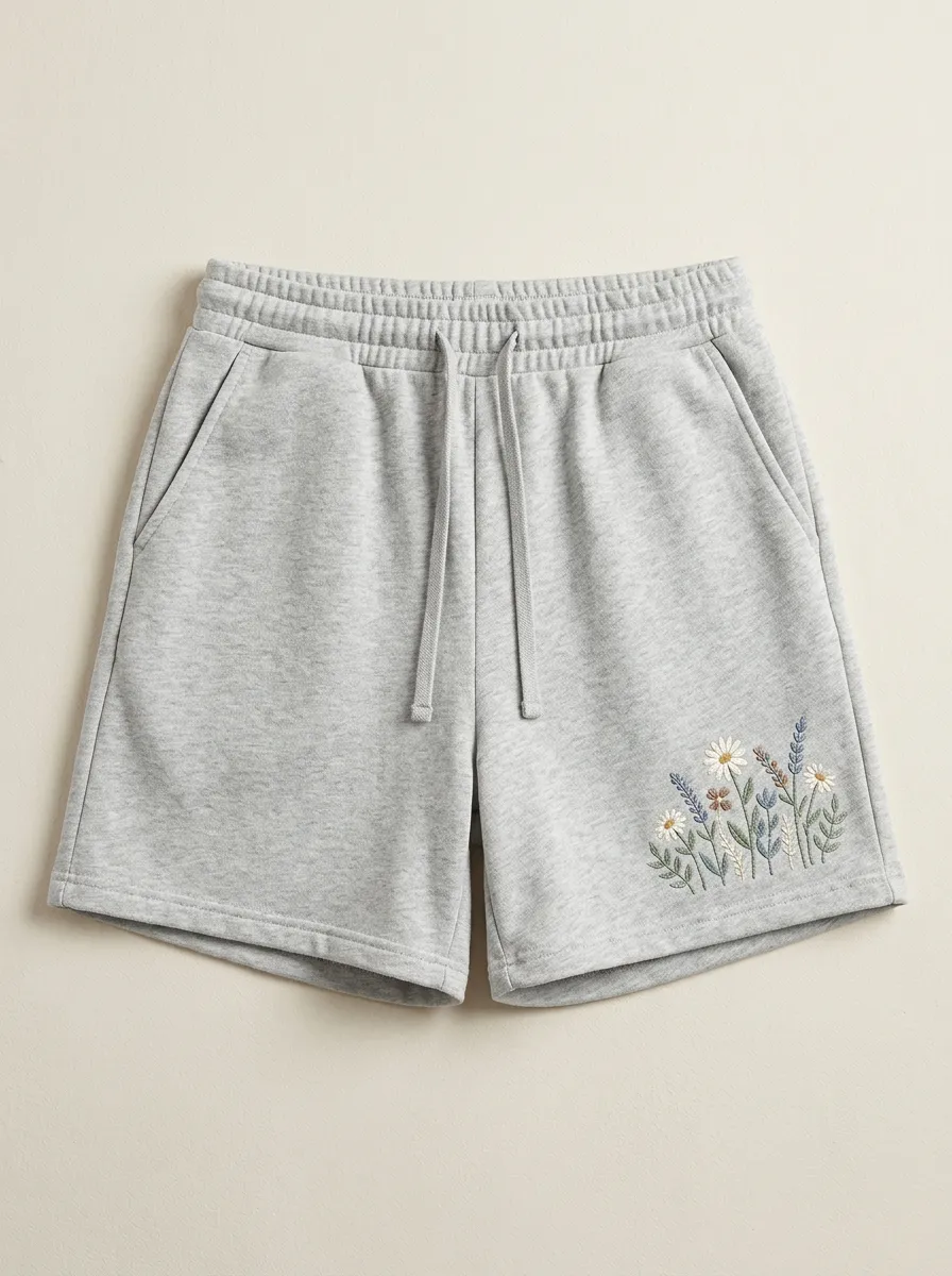 Women's Detailed Floral Embroidered Lounge Shorts