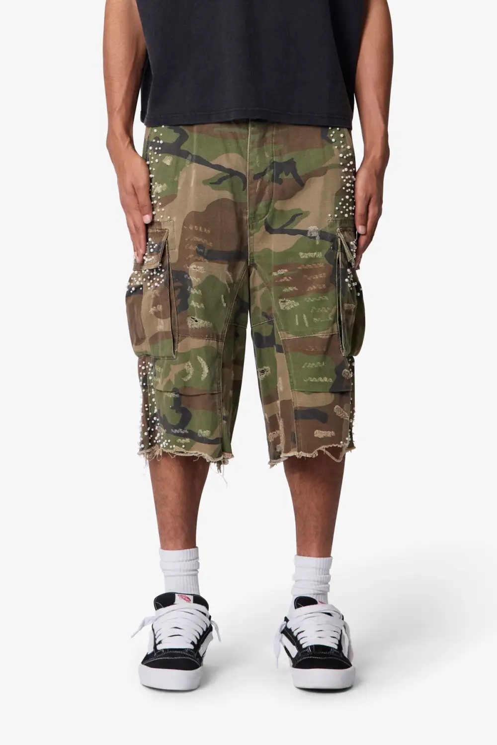 Pearled Utility Cargo Shorts