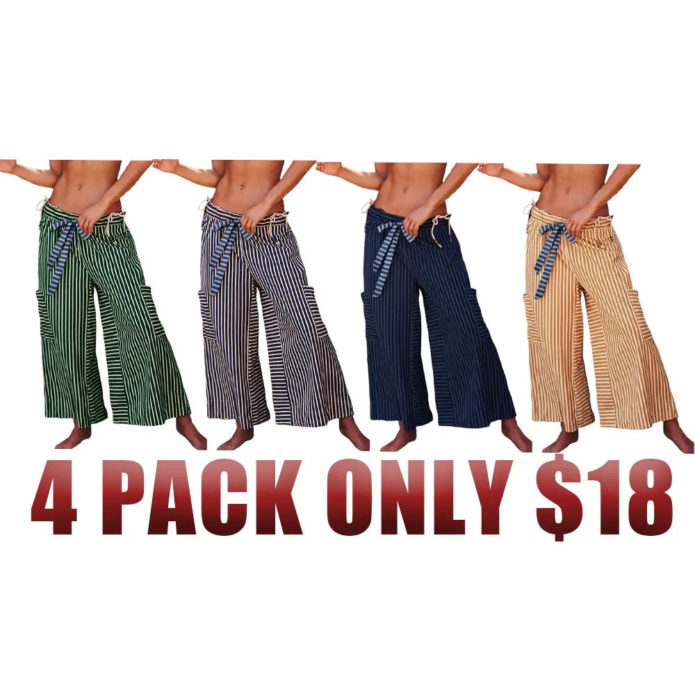 Women's Striped Wide Leg Pants