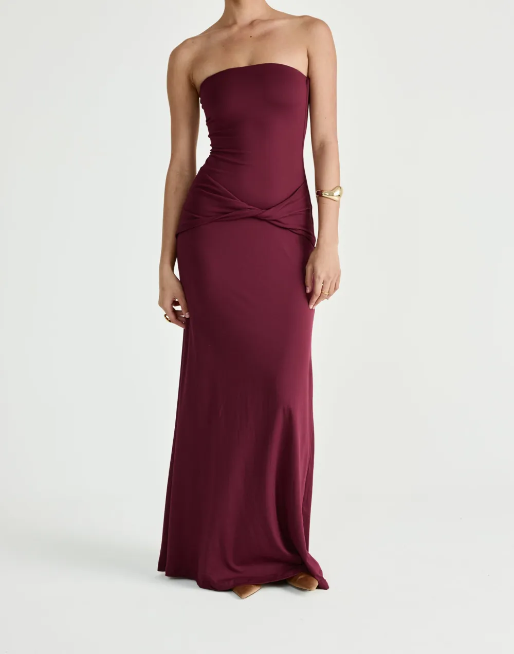 Creative Embellished Twisted Off-Shoulder Dress