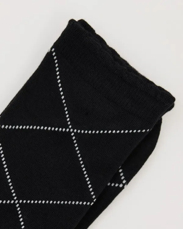 Bamboo Crew Socks With Argyle Pattern