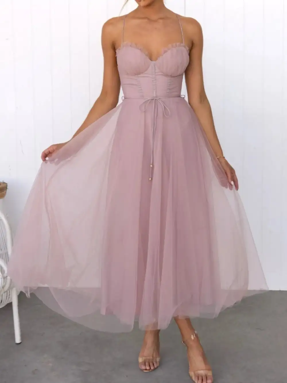 Easy Fit Midi Tie Detail Dress