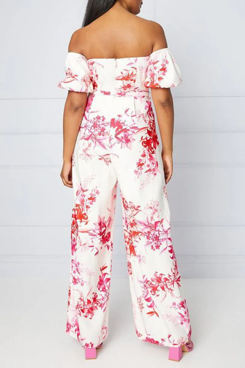 Casual Style Tropical Floral Ottoman Jumpsuit