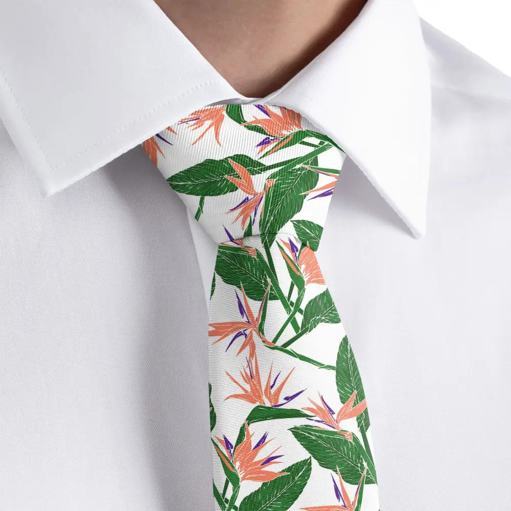 Bird Of Paradise Floral Pattern Necktie