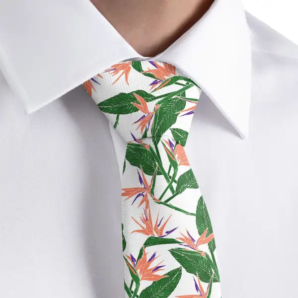 Bird Of Paradise Floral Pattern Necktie
