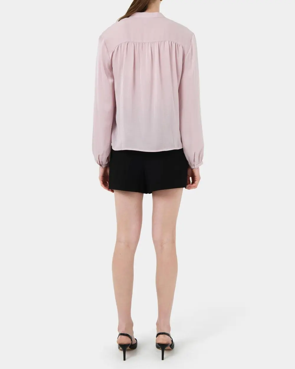 Hammered Satin V-neck Blouse