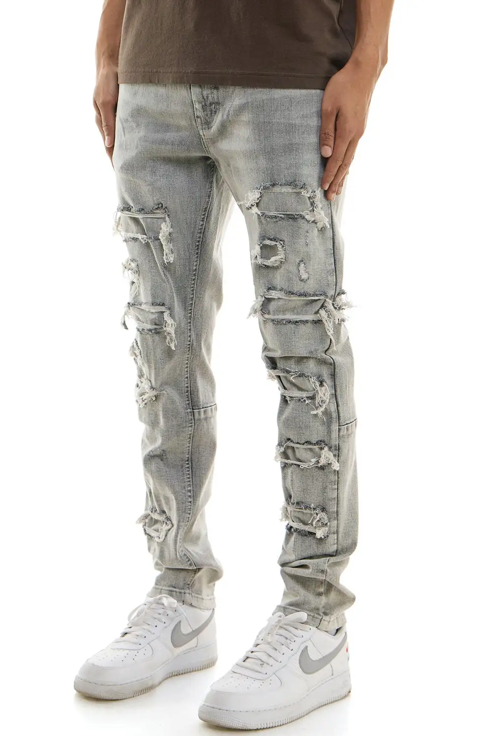 Men's Skinny Patchwork Stretch Jeans