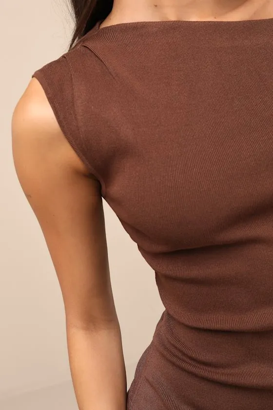 Adalinda Coral Pink Off-the-Shoulder Sweater Mini Dress