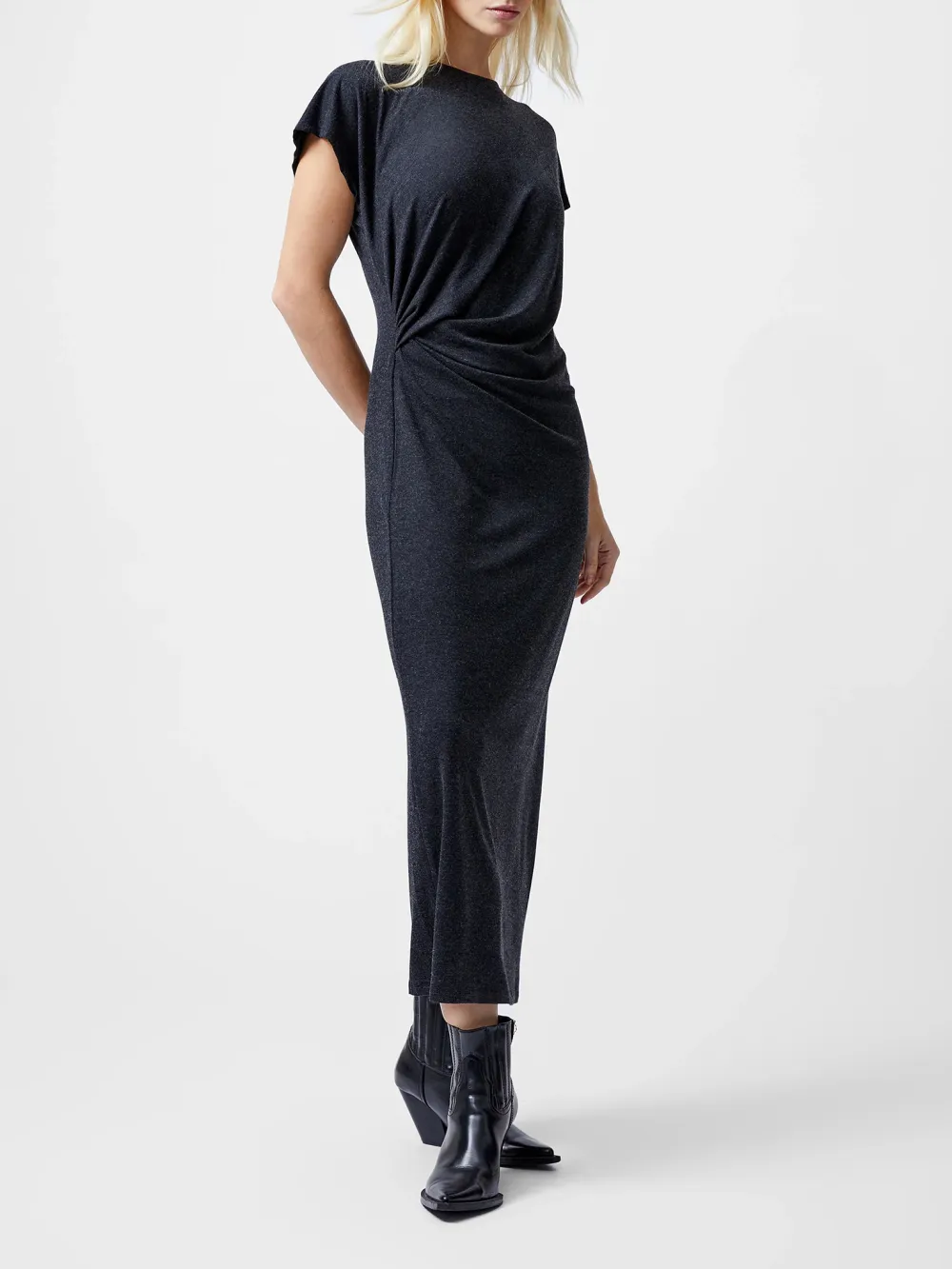 Soft Knit Boat Neck Solid Dress