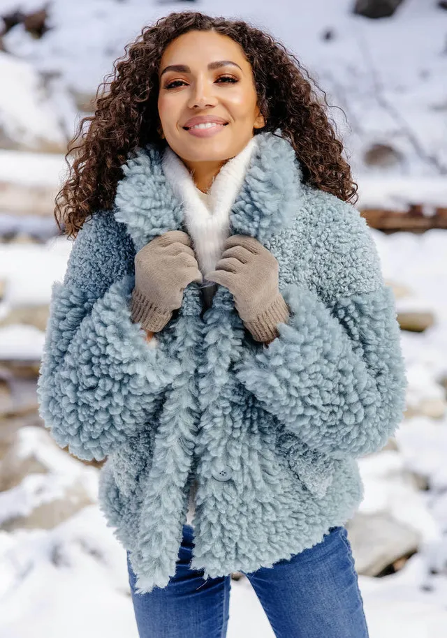Seafoam Faux Sherpa Snowfall Jacket