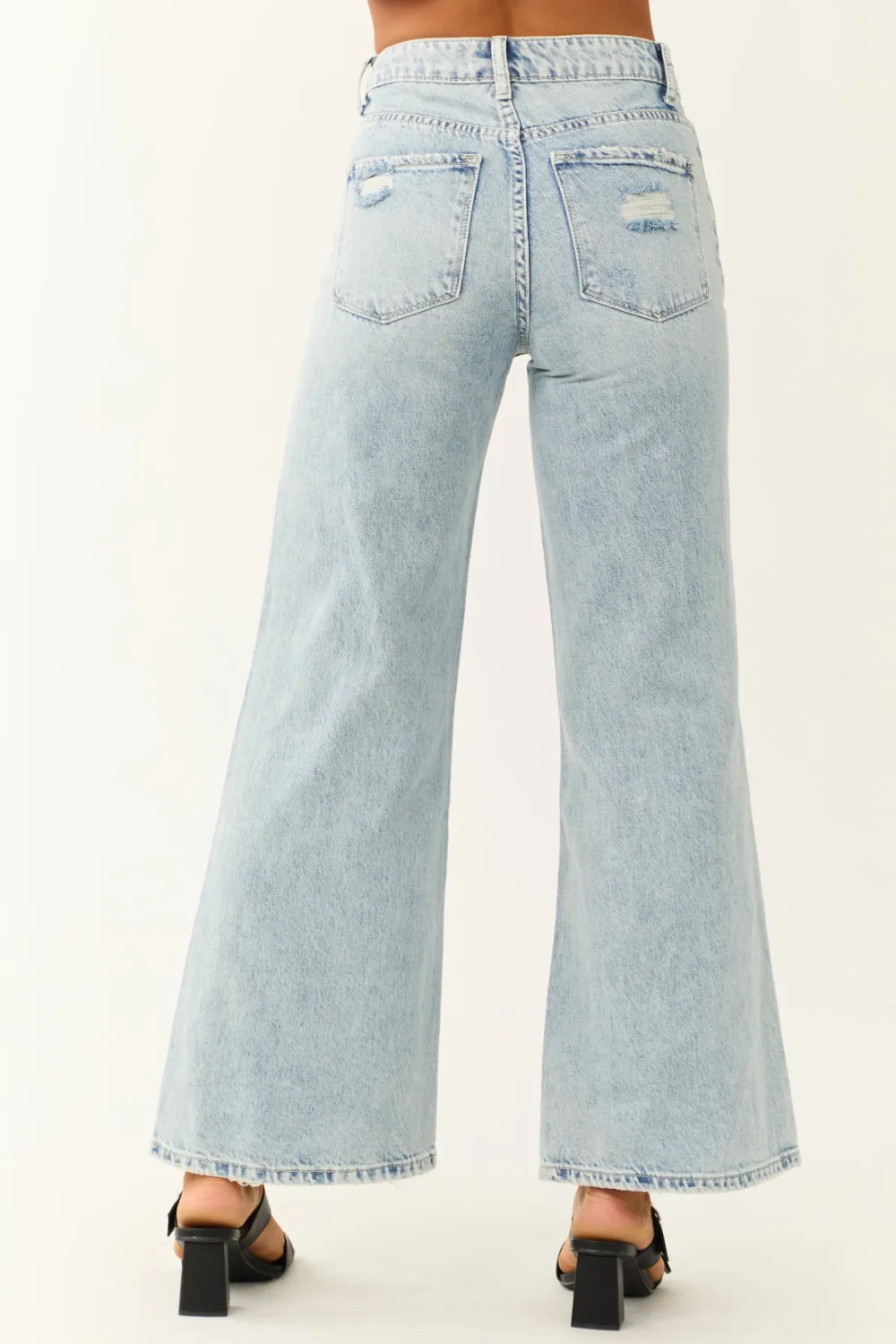 Light Blue Distressed Flared Jeans