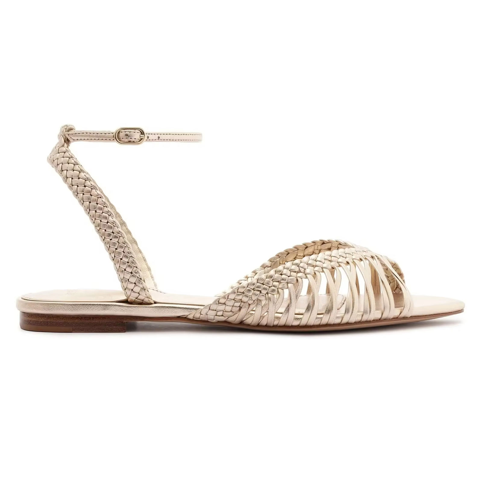 Elara PU Woven Pointed Flat Sandals