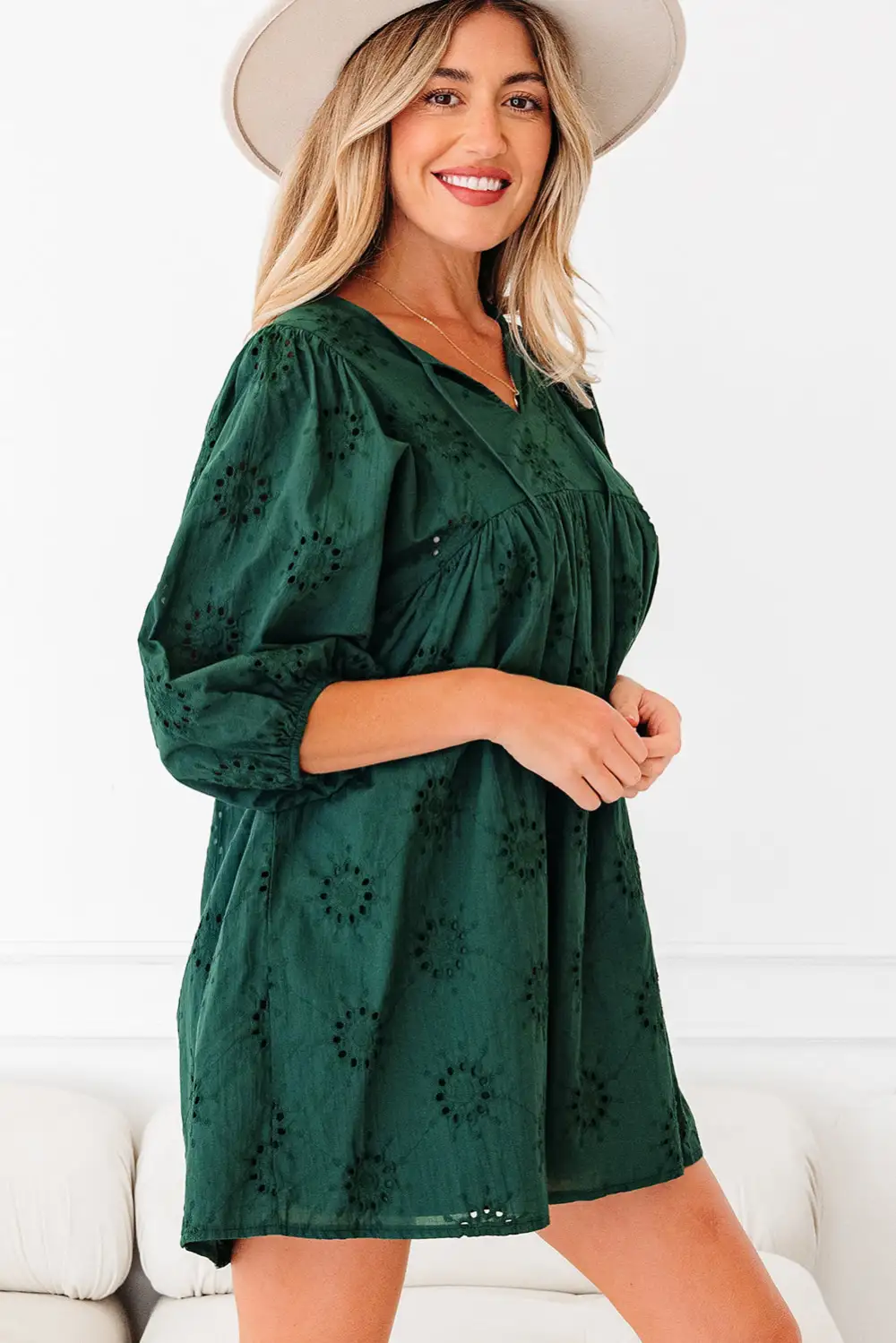Wearable Cut Embroidered Eyelet Mini Dress