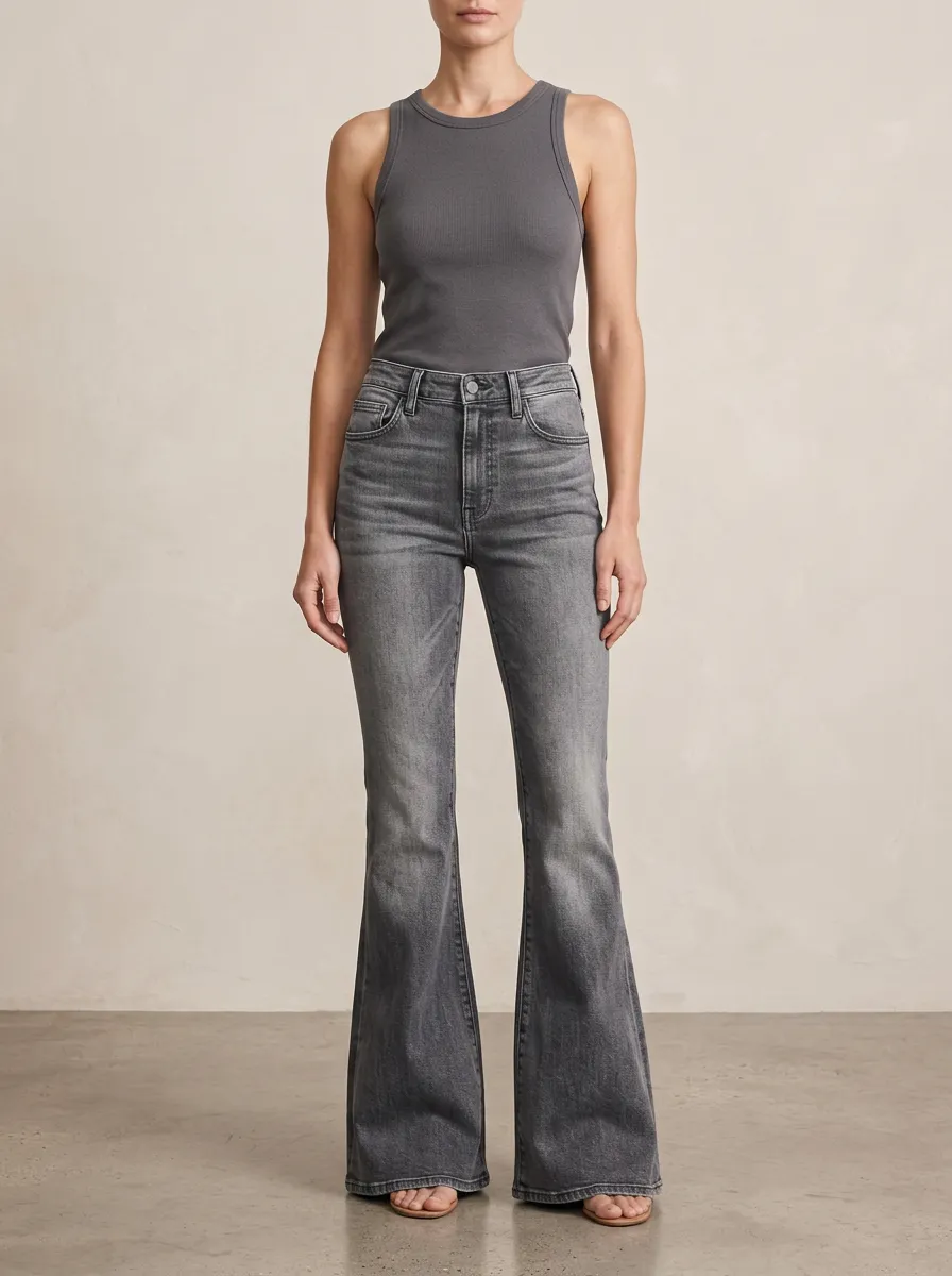 Women's Washed High-Rise Flare Jeans