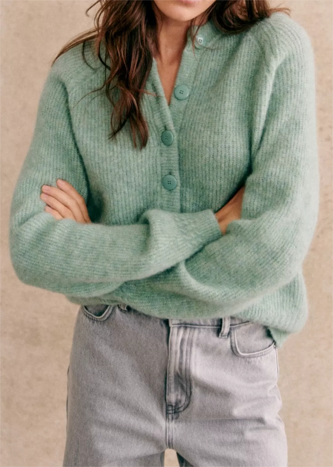 Neo Mint Button Up Cardigan