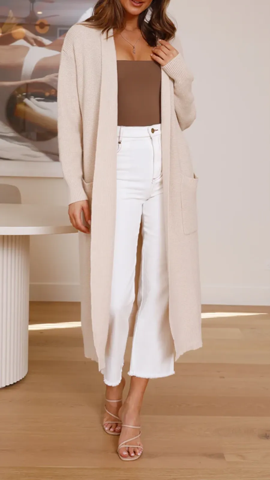 Solid Color Long Knitted Coat
