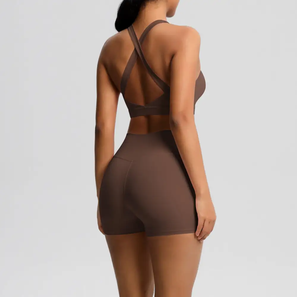 Cross-Back Backless Two-Piece Shorts Active Set