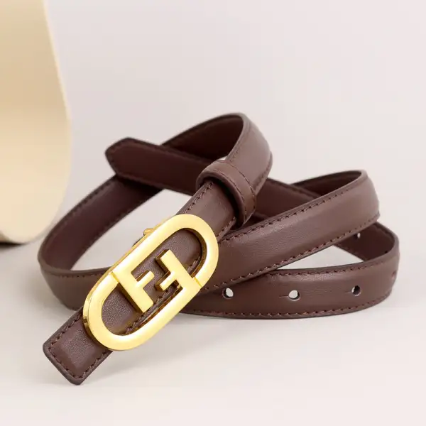 Textured Leather Belt with Golden Buckle