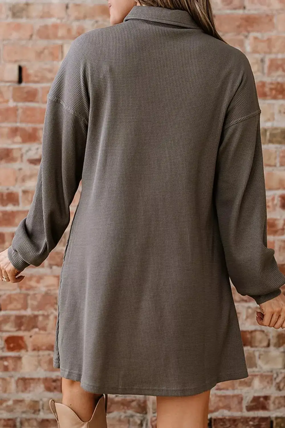 Casual Button-Down Dress With Pockets