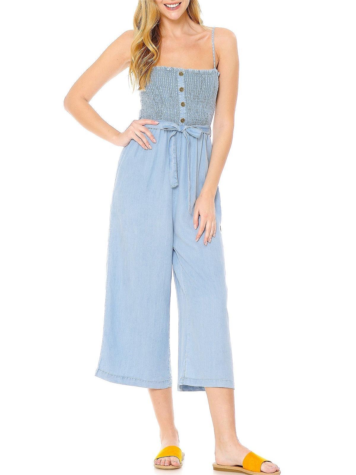 Chambray Strapless Culotte Jumpsuit