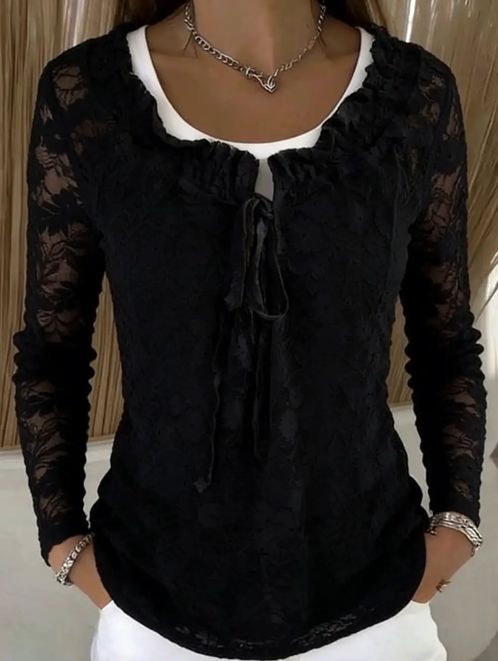 Lace Elegant Pullover Lace Shirt