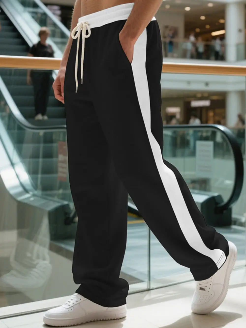 Men's Full Size Contrast Stripe Drawstring Sweatpants Plus