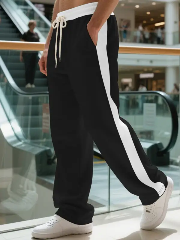 Men's Full Size Contrast Stripe Drawstring Sweatpants Plus
