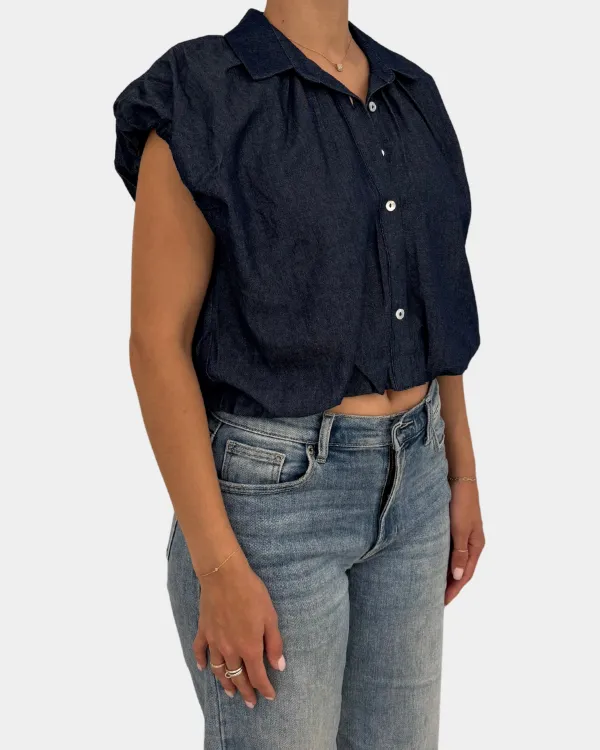 Button Front Bubble Top