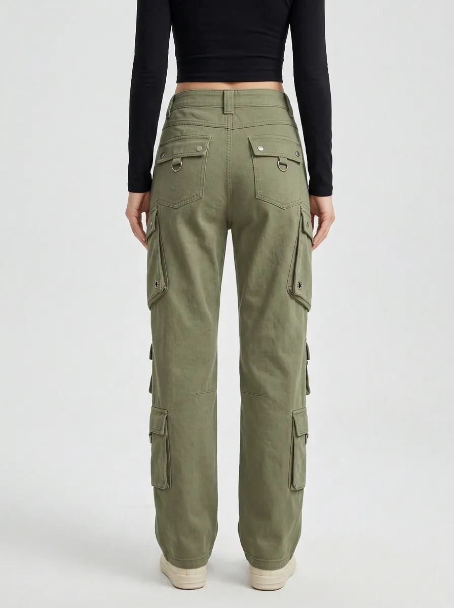 Core Utility Style Multi Pocket Sport Look Women's Multi Pocket Cargo Pants