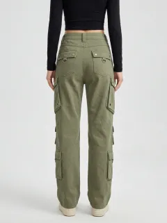 Core Utility Style Multi Pocket Sport Look Women's Multi Pocket Cargo Pants