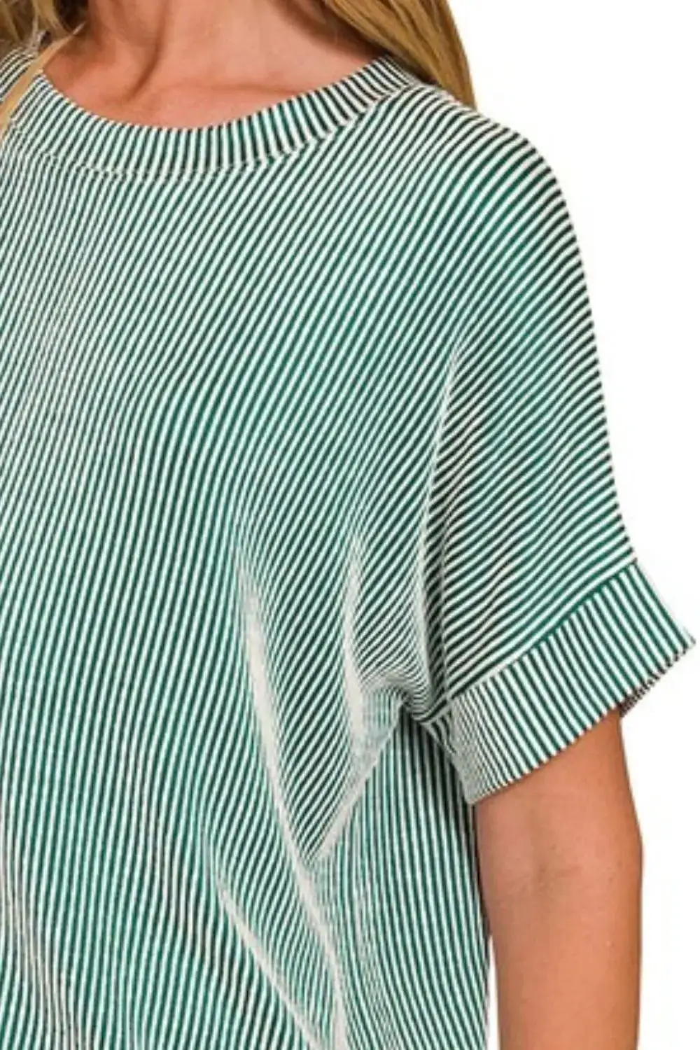 Short-Sleeve Textured Ribbed T-Shirt