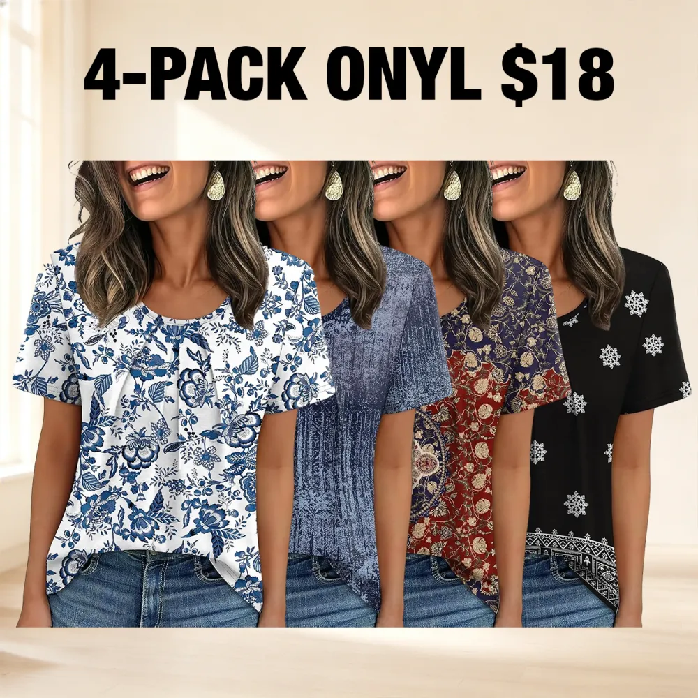 🔥Last Day: 8-Pack Only $24 🎨Women's Pleated Short-Sleeve Top