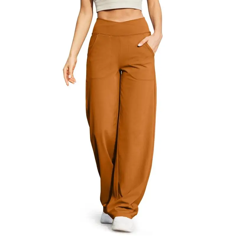 Women’s High-Waist Wide-Leg Yoga Pants – Petite to Tall with Pockets