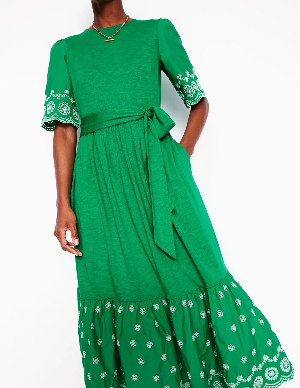 Broderie Mix maxi Dress
