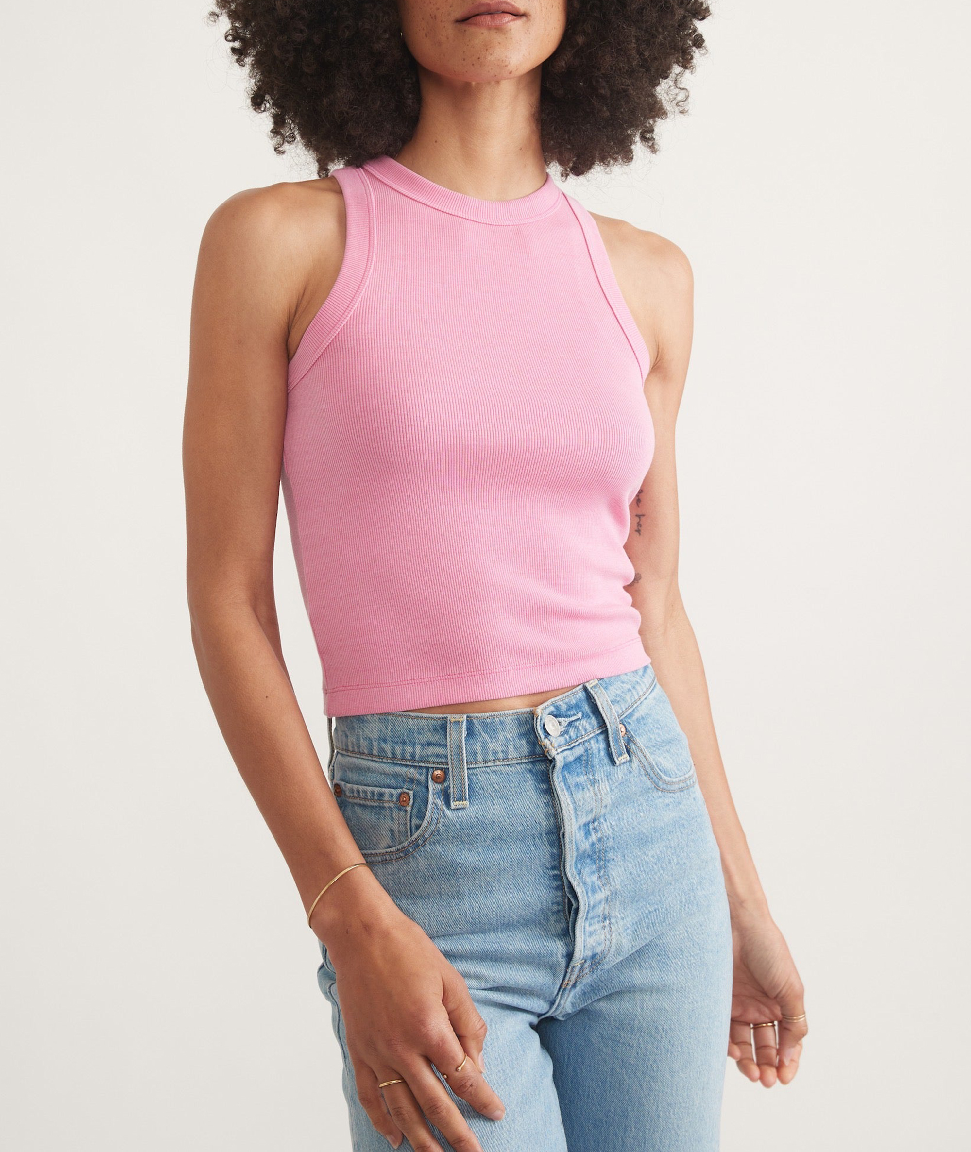 Pastel Pink Ribbed Sleeveless Tank